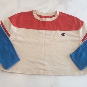 Champion Women’s Blue/Orange/Cream Long Sleeve Top- Size Small